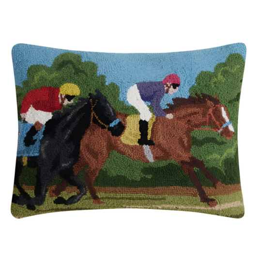 RACING HORSES PILLOW